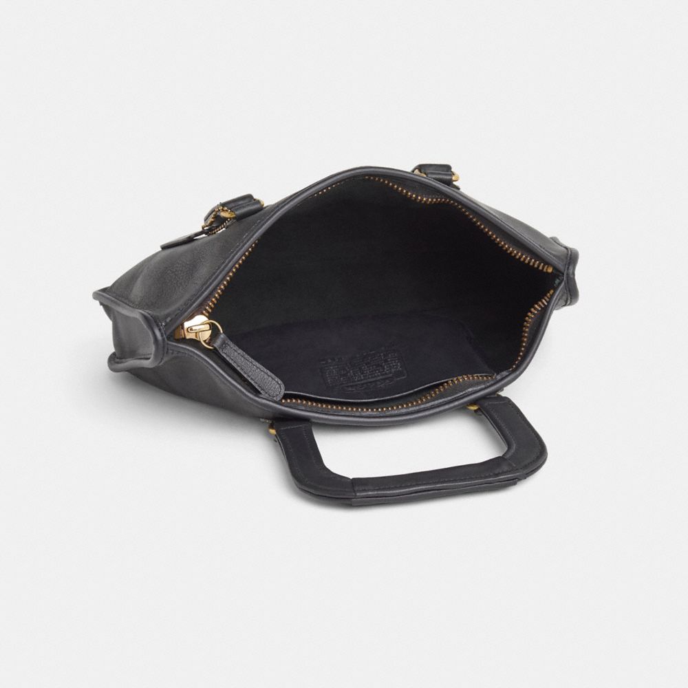 COACH®,Vintage Classic Slim Satchel Compact Bag,Black,Inside View,Top View