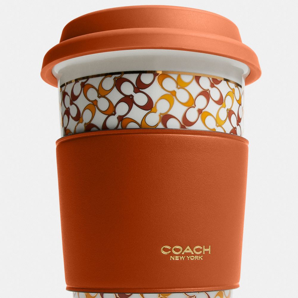 Coach Signature Hot Lidded Cup In Brown