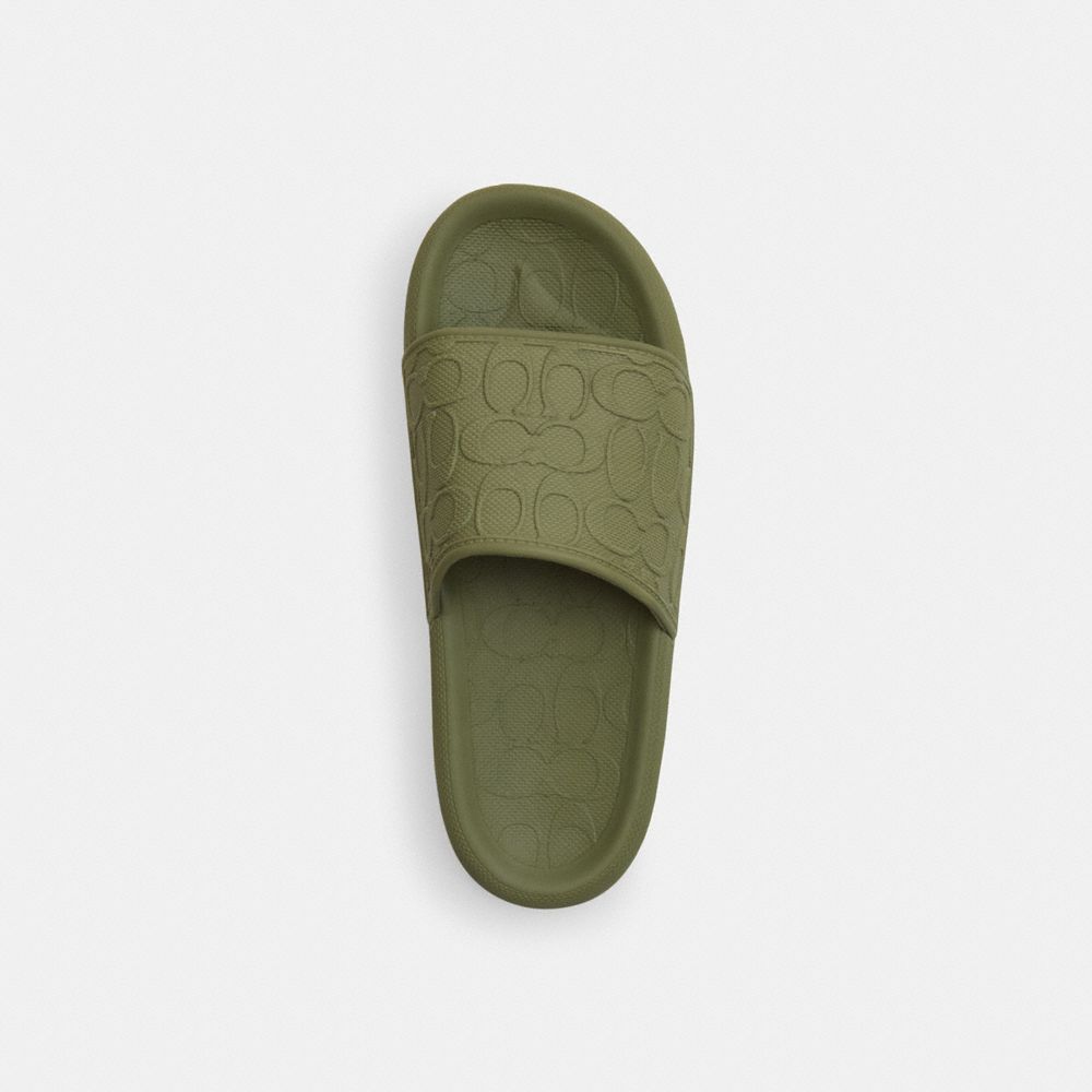 COACH®,Obi Slide,EVA,Slides,Logo,Pool,Olive,Inside View,Top View