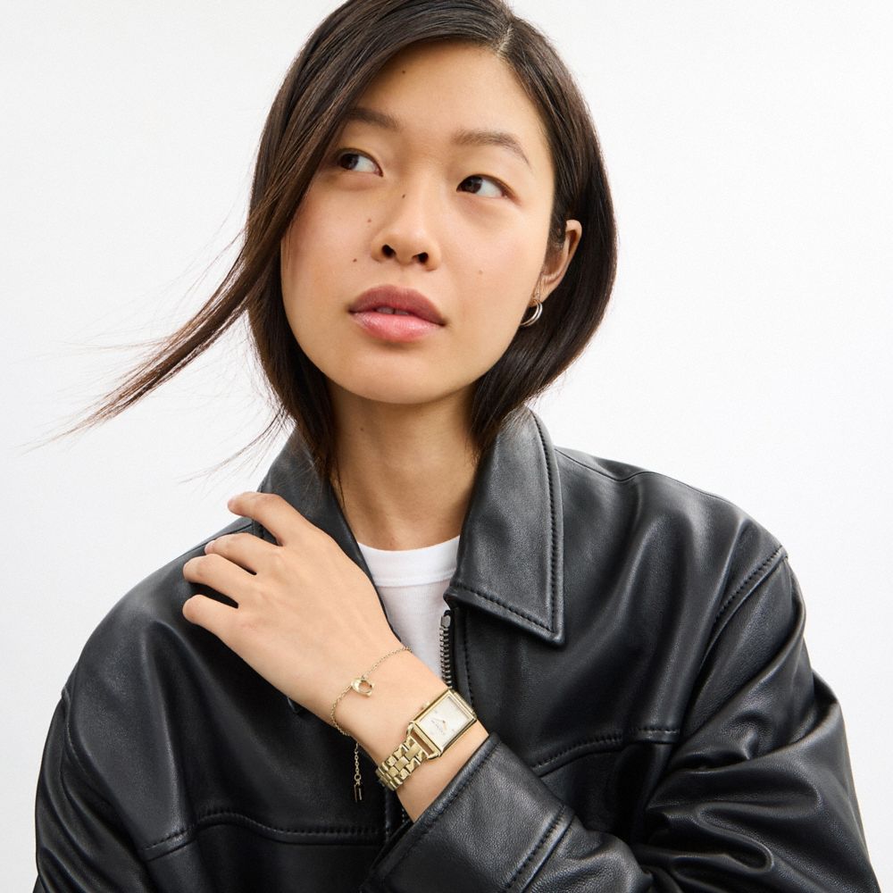 COACH®,Liz Watch Gift Set, 30 Mm X 22 Mm,Analog,Crystal,Metal Material,Mineral,Gem Embellishment,Logo,Rhinestones,Stones,E...,,Detail View