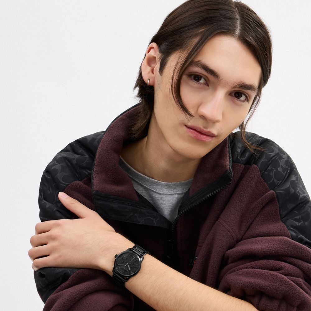 COACH®,Keane Watch, 39 Mm,Analog,Metal Material,Crystal,Mineral,Pattern,Logo,Word Embellishment,Water Resistant,Waterproof...,,Detail View