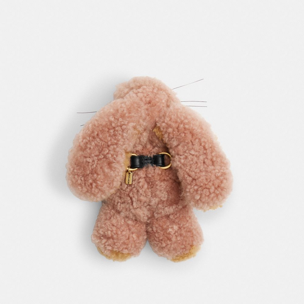 COACH®,Floppy Shoe Charm In Shearling,,Back View