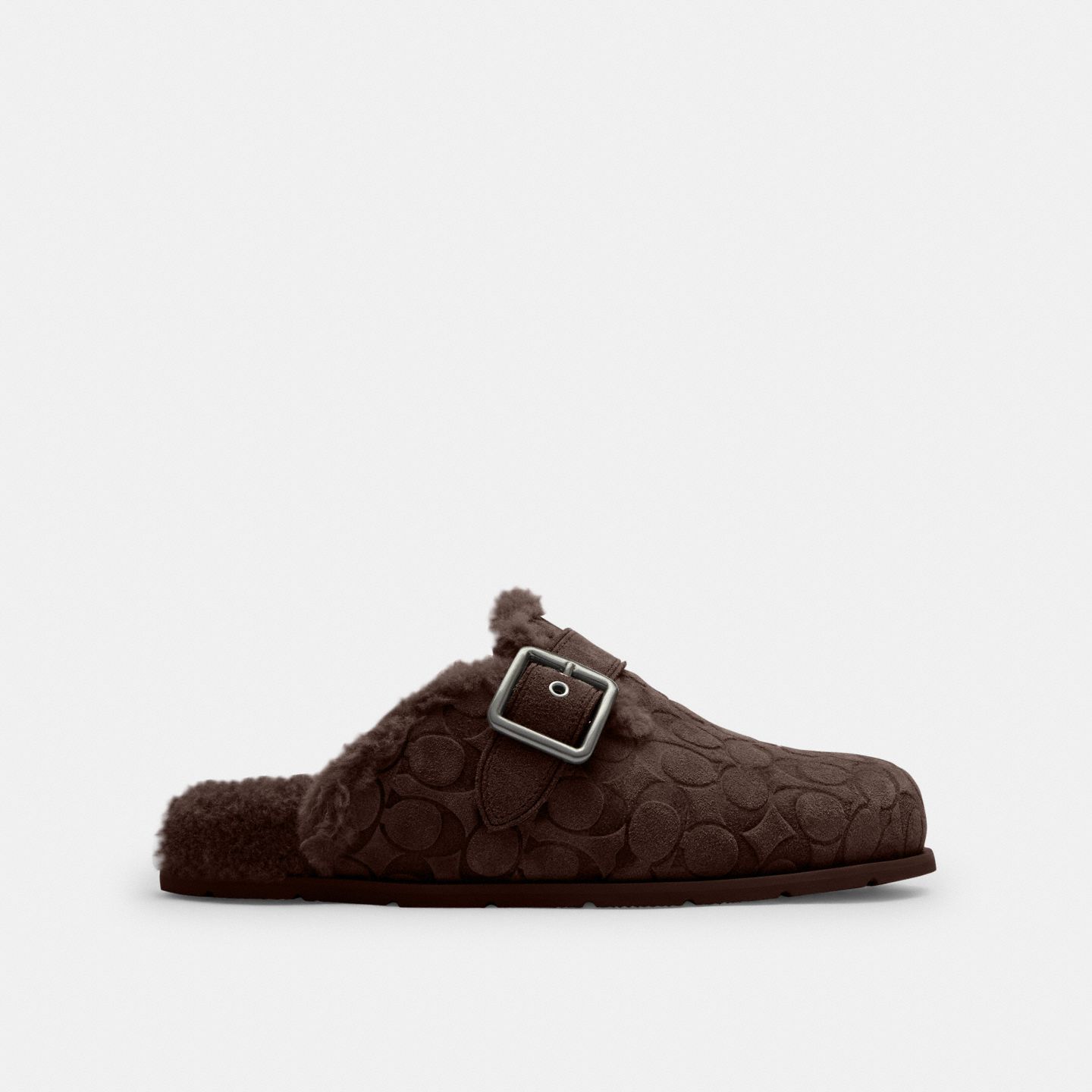 Мужские сабо Coach Buckle Clog In Signature Suede, цвет: Шоколадный коричневый — фото 2