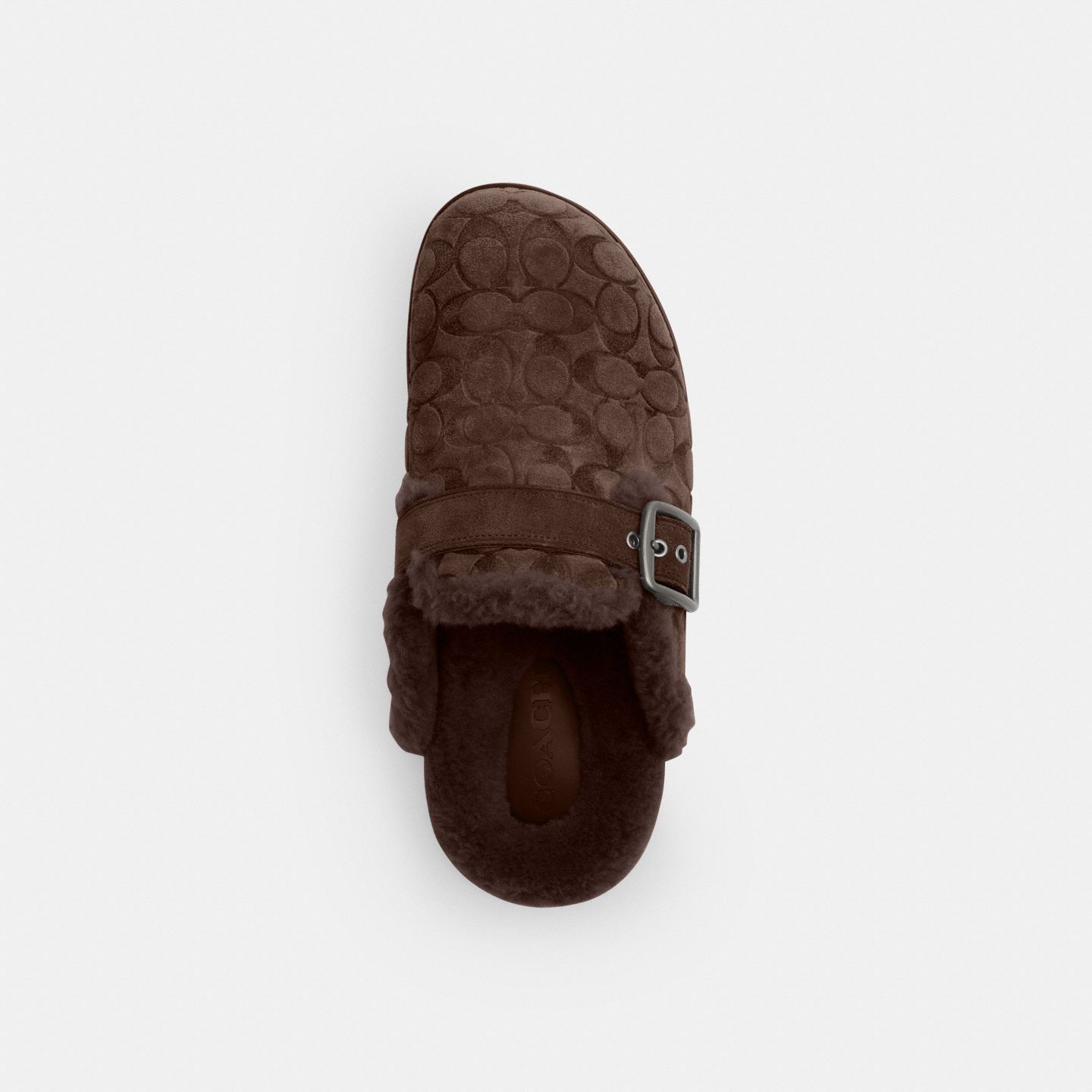 Мужские сабо Coach Buckle Clog In Signature Suede, цвет: Шоколадный коричневый — фото 3