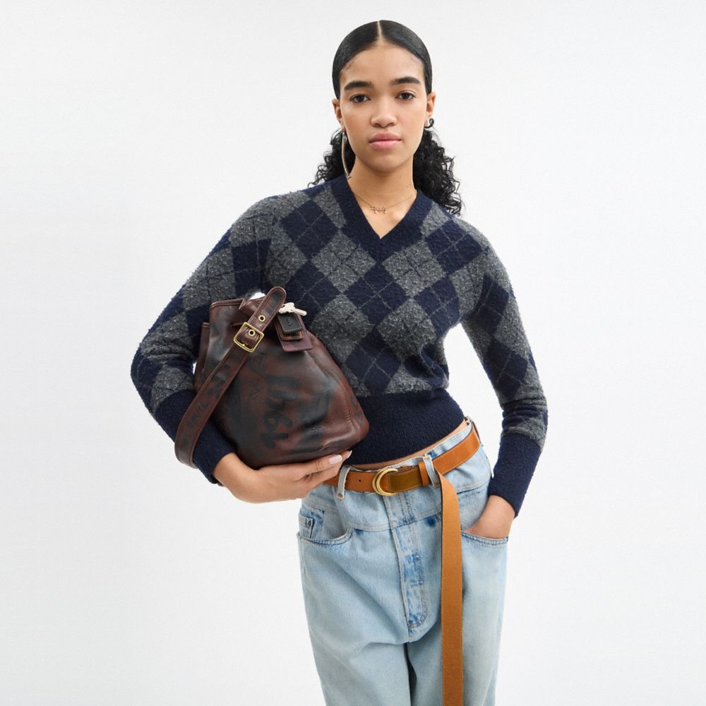 COACH®,Upcrafted Vintage Legacy Drawstring Bag,,Detail View