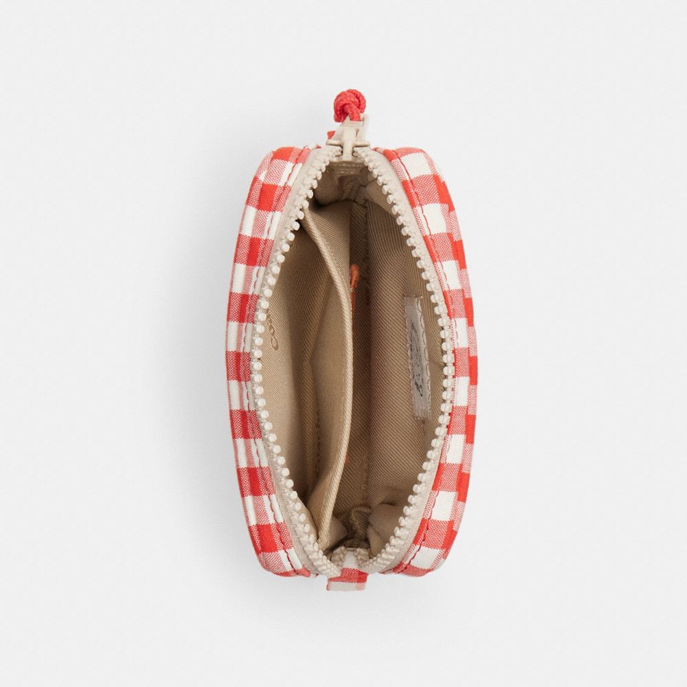 COACH®,コーチトピア ループ ポーチ・ギンガム,財布＆小物,ﾚｯﾄﾞ/ﾎﾜｲﾄ ｷﾞﾝｶﾞﾑ
