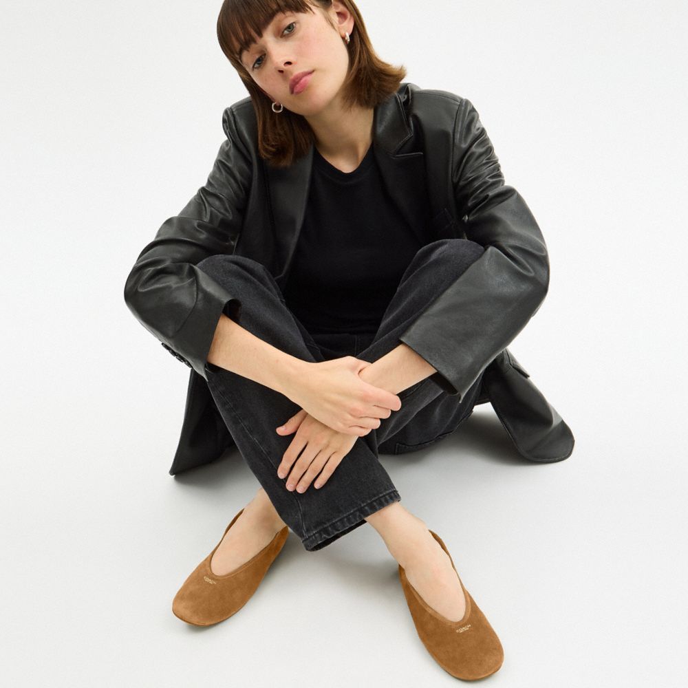 Coach Houston Ballet Flat In Brown