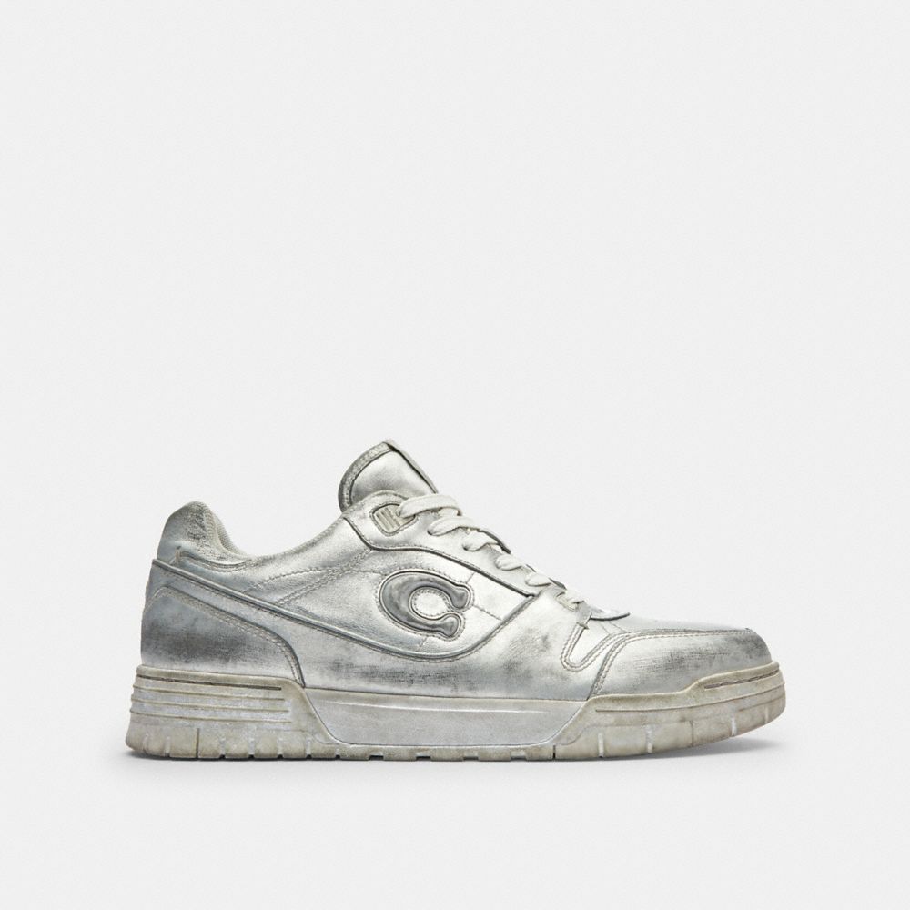 Coach Soho Sneaker In Distressed Metallic Leather In White