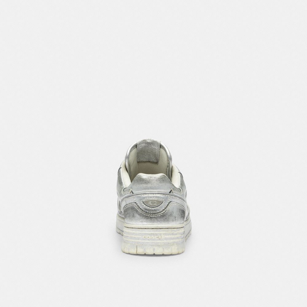 Coach Soho Sneaker In Distressed Metallic Leather In White