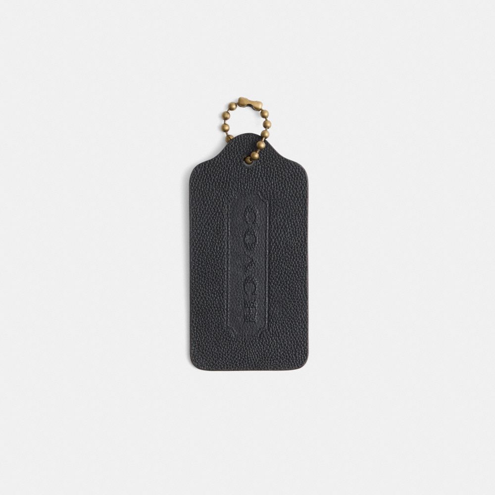 COACH®,Remade Extra Large Hangtag Bag Charm,Leather,Bag Charm,Embossed,Logo,Casual,Gray,Back View