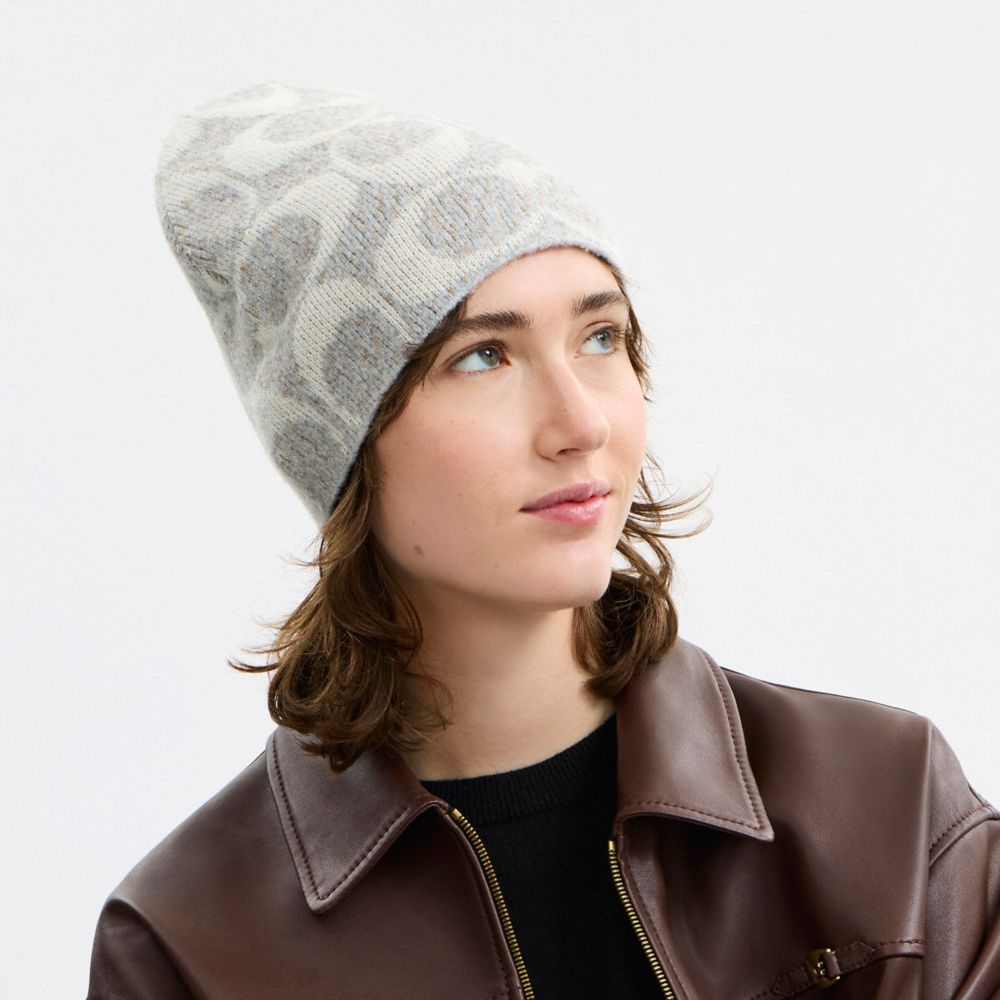 COACH®,Maxi Signature Knit Beanie,,Detail View
