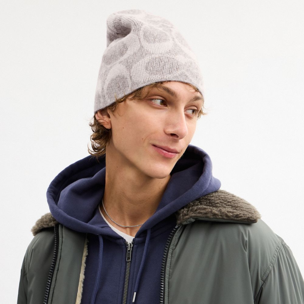 COACH®,Maxi Signature Knit Beanie,,Angle View