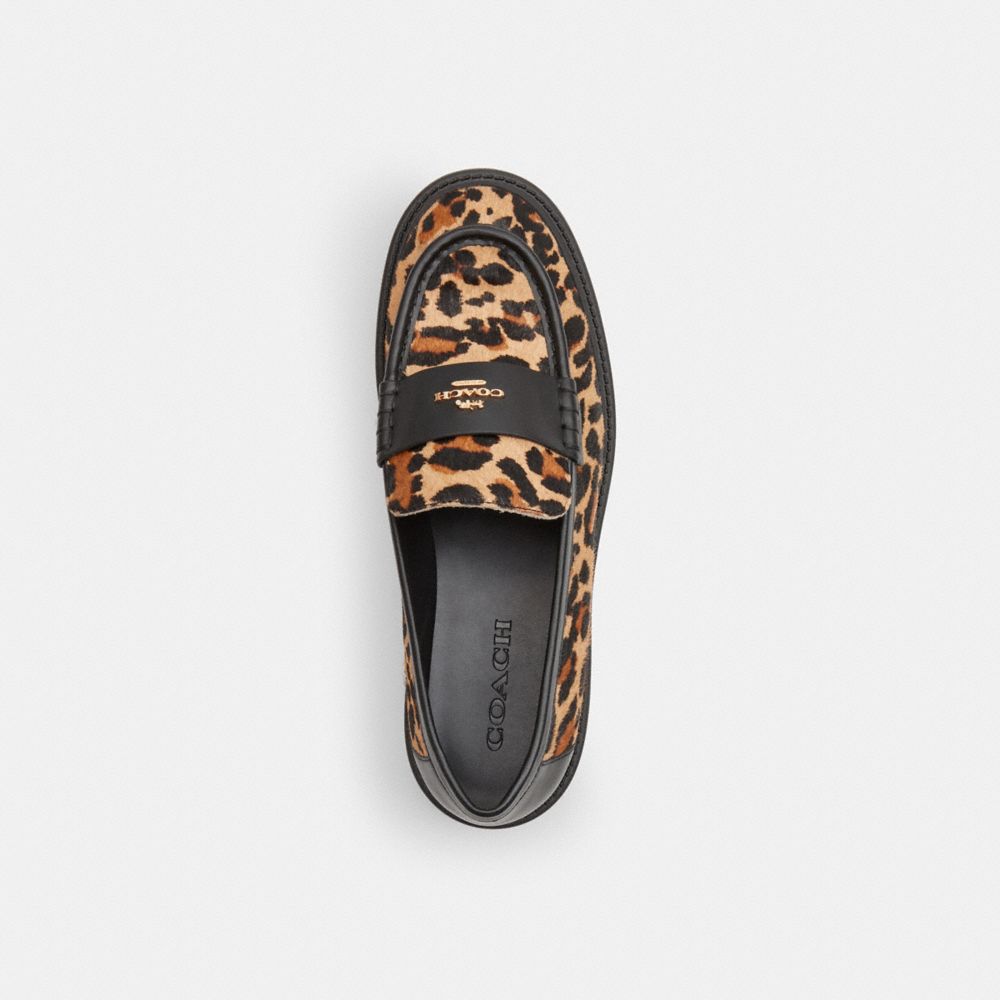 COACH®,Lucy Loafer With Leopard Print,Calfskin Leather,Faux Leather,Calf Hair,Rubber,Leather,Lining Leather,Loafer,Day Party,Multi Color,Inside View,Top View