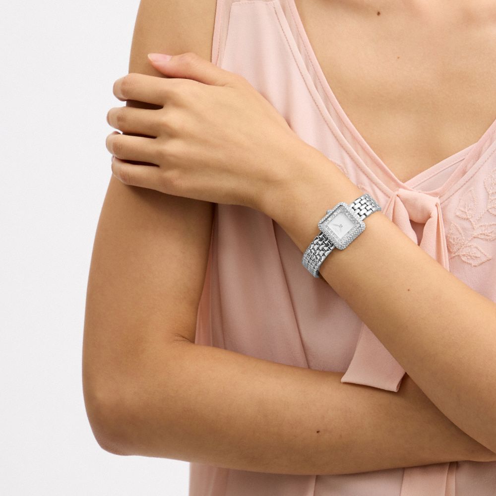 COACH®,Cass Watch, 24 Mm,Analog,Mineral,Crystal,Gem Embellishment,Word Embellishment,Logo,Water Resistant,Stainless Steel,...,,Detail View