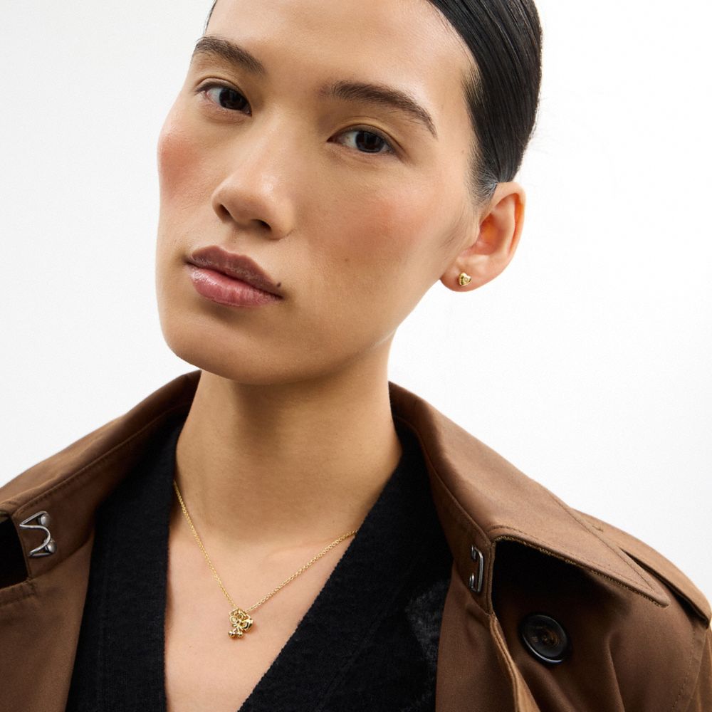 COACH®,ENSEMBLE COLLIER ET BOUCLES D’OREILLES CŒUR ET CERISE,Doré,Detail View