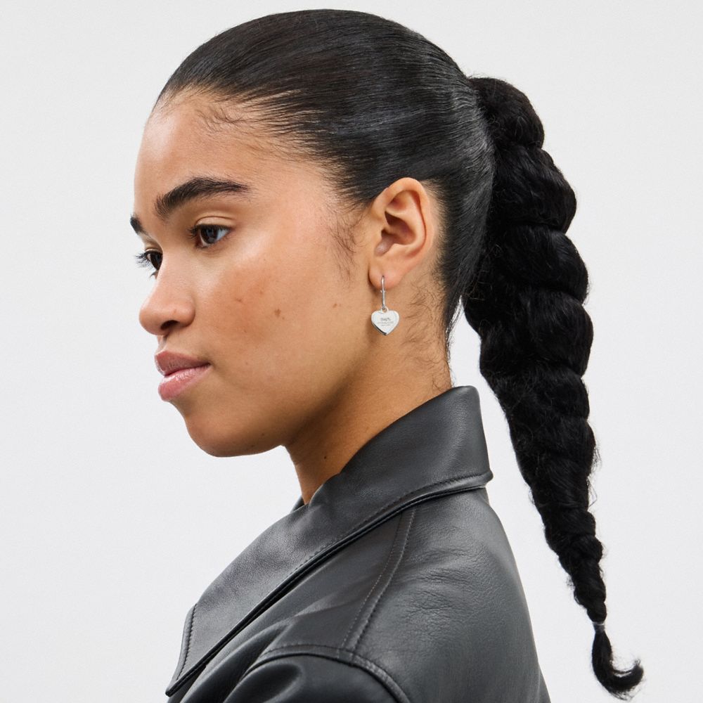 COACH®,Coach Heart Drop Earrings,,Detail View