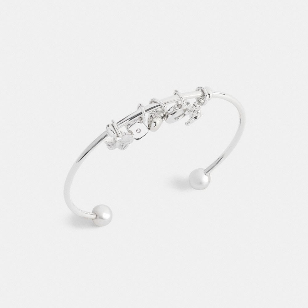 COACH®,Butterfly And Rexy Charm Cuff Bracelet,Clear,Inside View,Top View