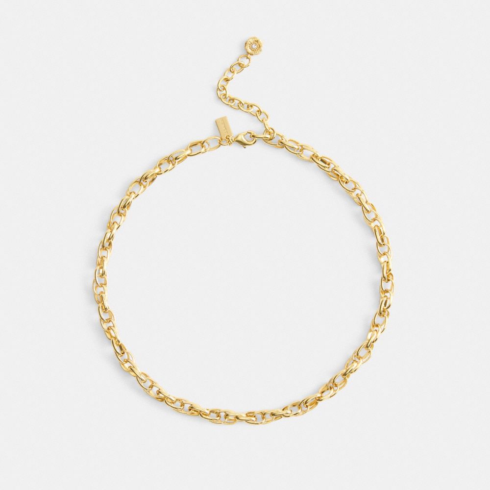 Coach Brushed Link Chain Necklace In Gold