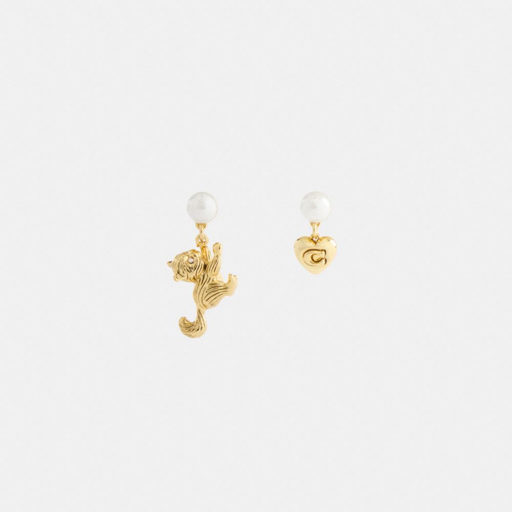 COACH®,Cat Pearl Mismatch Drop Earrings,,Inside View,Top View