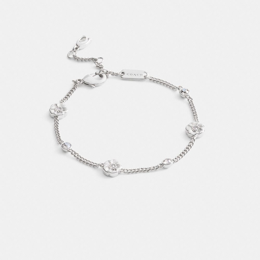 Coach Tea Rose Station Linear Bracelet In Metallic