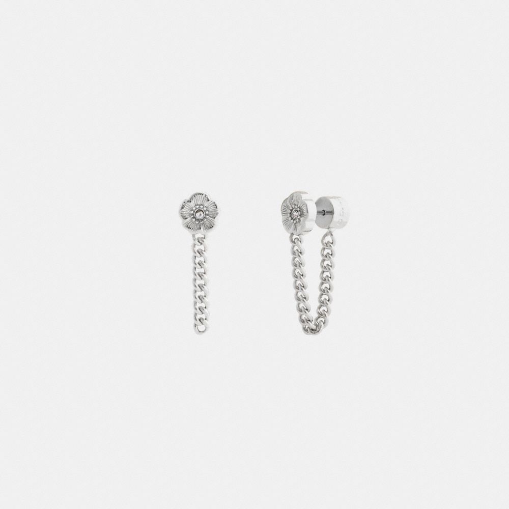 Coach Tea Rose Chain Earrings In Metallic