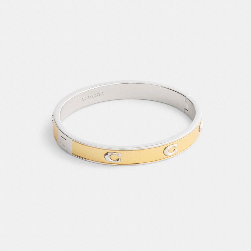 Coach Pegged Signature Hinged Bangle In Multi