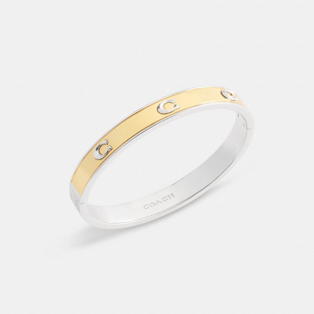 COACH®,Pegged Signature Hinged Bangle,,Inside View,Top View
