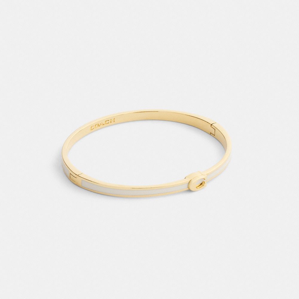 Coach Thin Enamel Signature Hinged Bangle