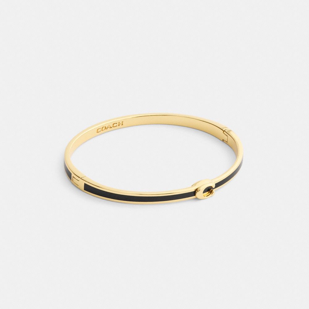 Coach Thin Enamel Signature Hinged Bangle In Multi
