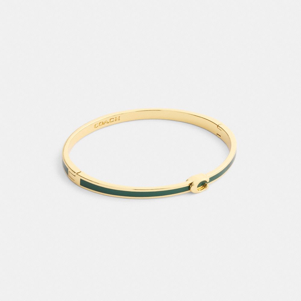 Coach Thin Enamel Signature Hinged Bangle In Multi