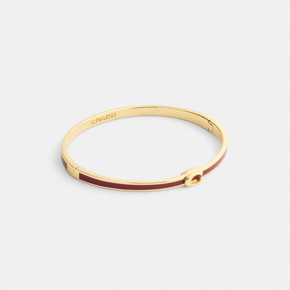 Coach Thin Enamel Signature Hinged Bangle