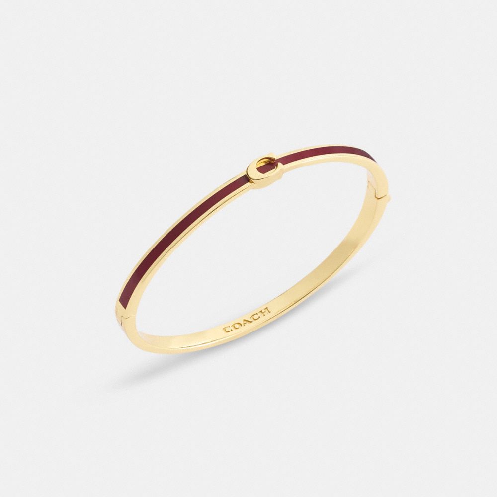 COACH®,Thin Enamel Signature Hinged Bangle,,Inside View,Top View