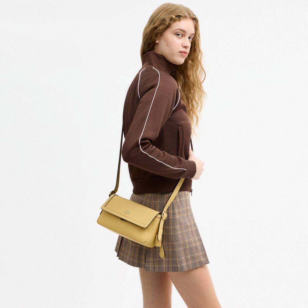 COACH®,Etta Small Flap Shoulder Bag,Leather,Shoulder Bag,Logo,Metal,Adjustable,Compact,Lined,Casual,,Detail View