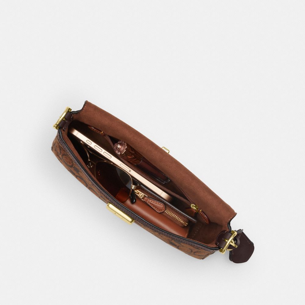 COACH®,Etta Small Flap Shoulder Bag In Signature Chenille,,Inside View,Top View