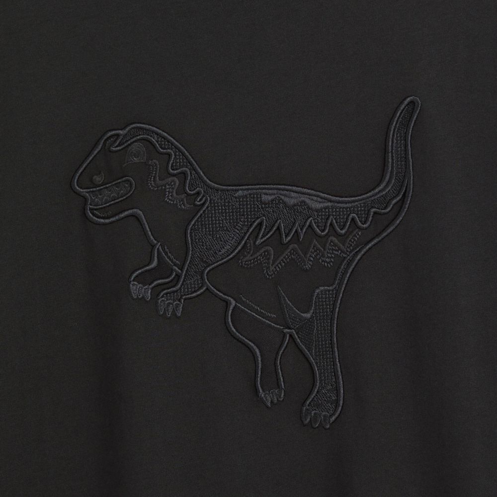 COACH®,Restored Embroidered Rexy T Shirt,Cotton,T Shirt,Embroidered,Eco-Friendly,Casual,Black,Scale View