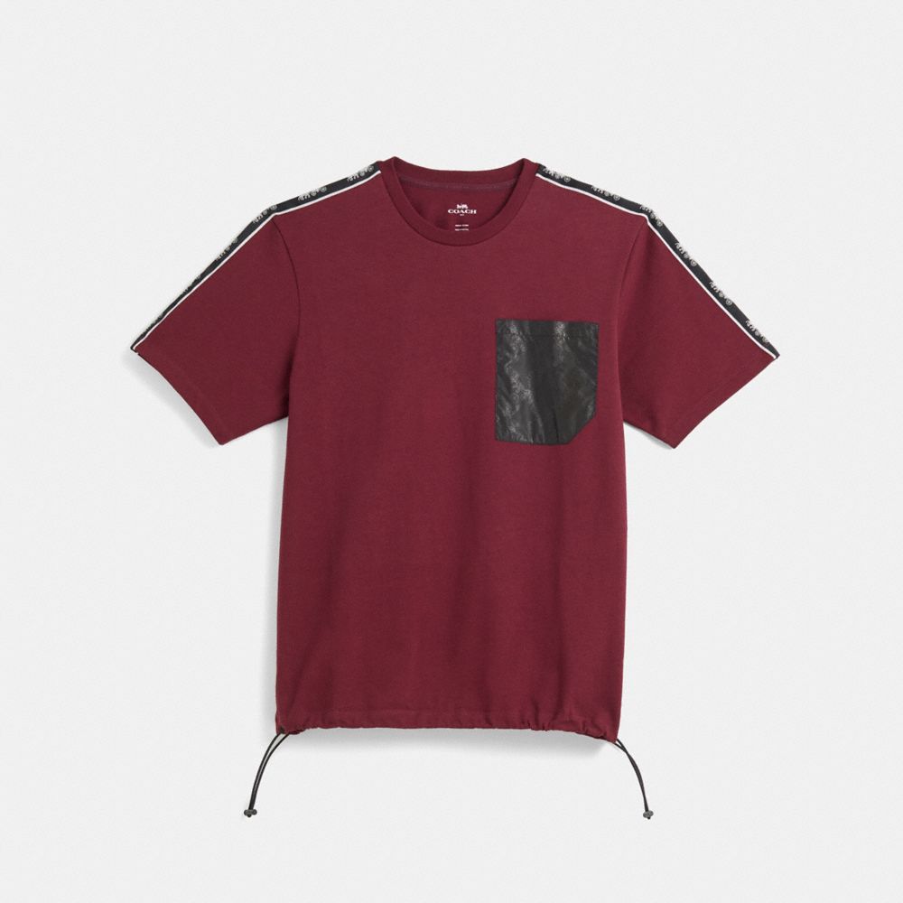 Coach Restored Horse And Carriage Pocket T Shirt In Burgundy