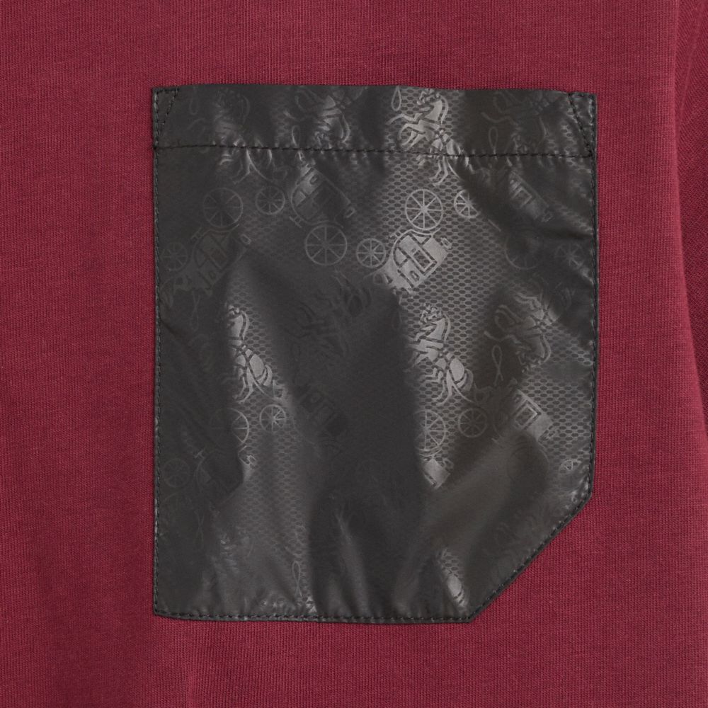 Coach Restored Horse And Carriage Pocket T Shirt In Burgundy