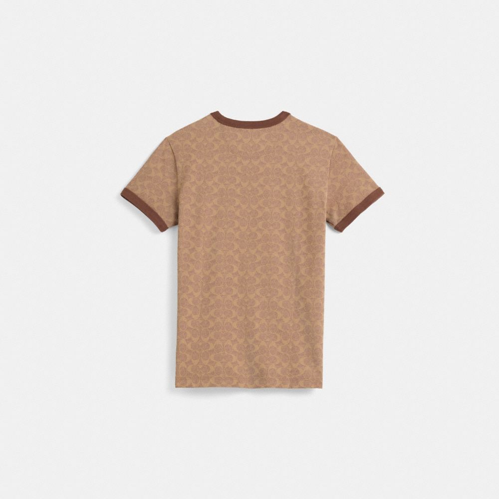 COACH®,Restored Signature Polar Bear T Shirt,Cotton,T Shirt,Piping,Eco-Friendly,Casual,Brown,Back View