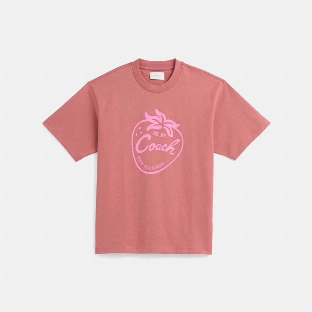 Shop Coach Restored Strawberry Skater T Shirt In Rose
