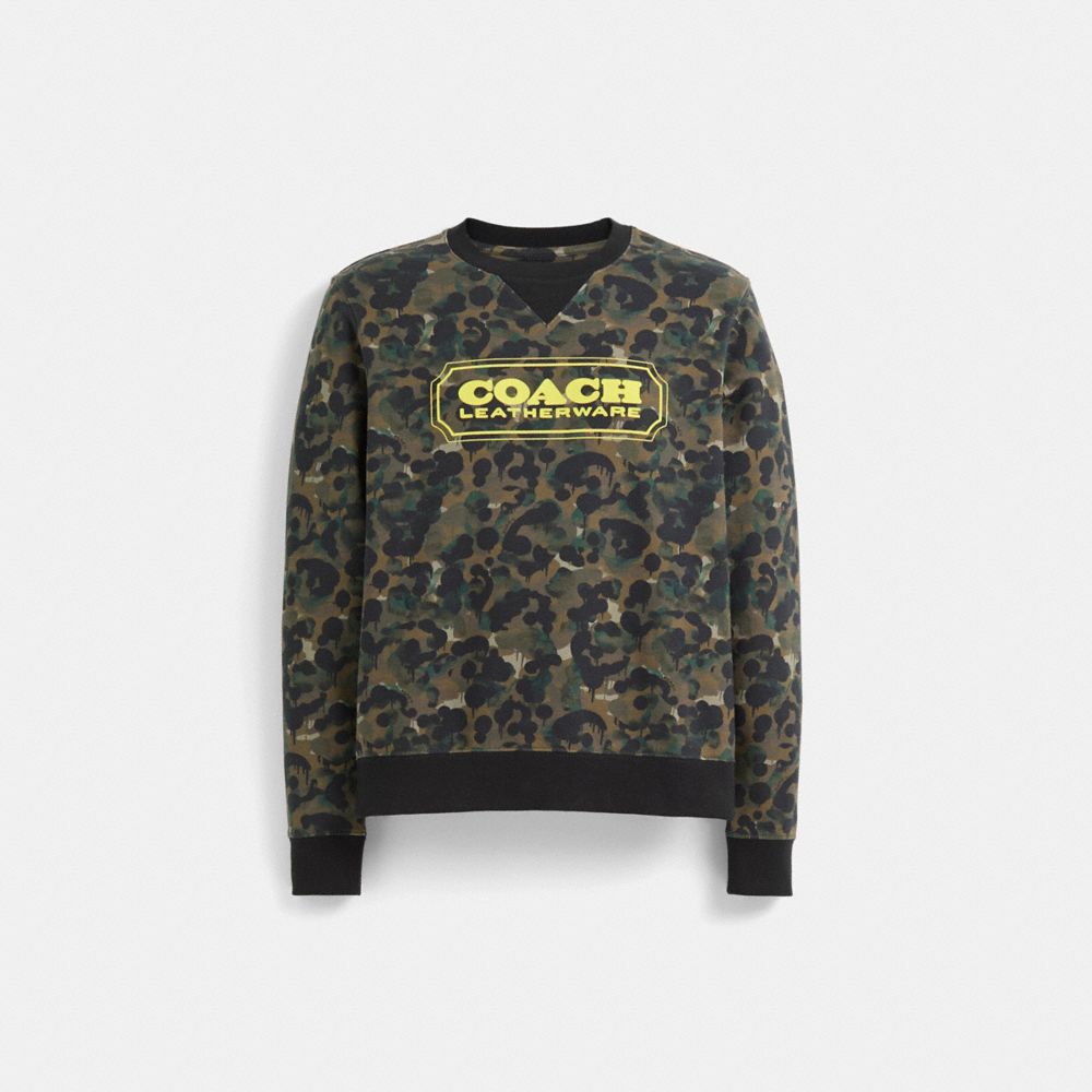 Coach Restored Camo Print Crewneck In Green/black
