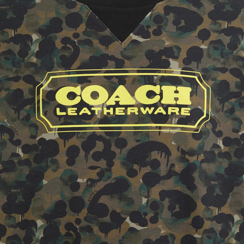 Coach Restored Camo Print Crewneck In Green/black