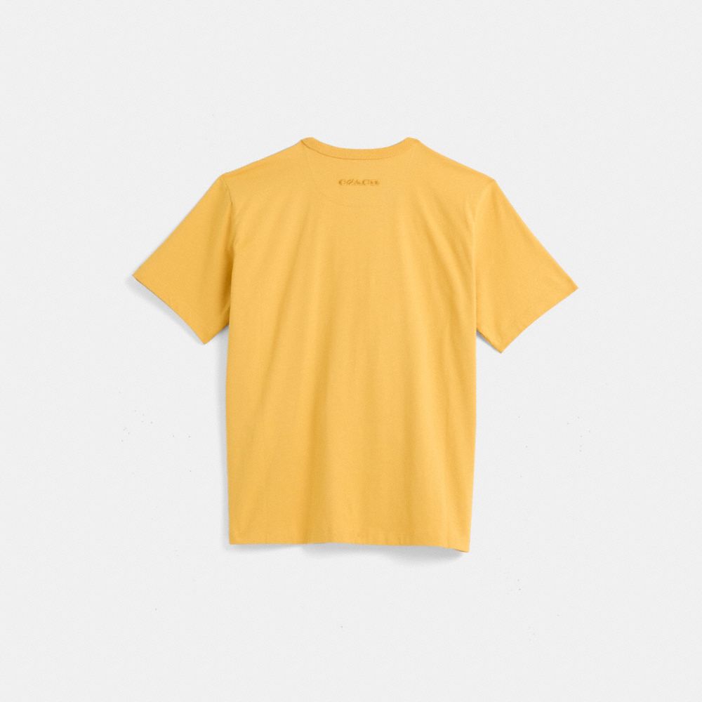 COACH®,Restored Coach 80 Th Anniversary T Shirt,Cotton,T Shirt,Casual,Mustard,Back View