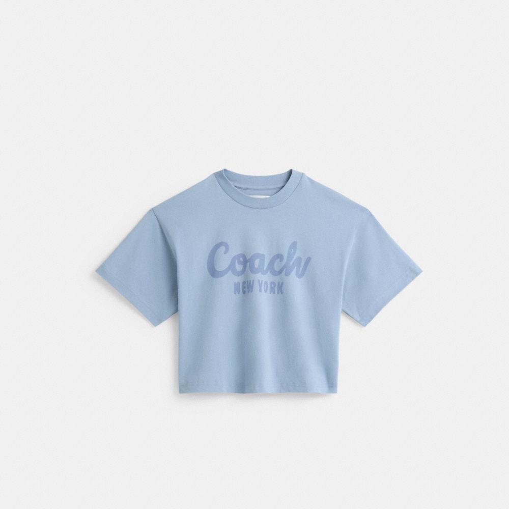 COACH®,Restored Cursive Signature Cropped T-Shirt,,Front View