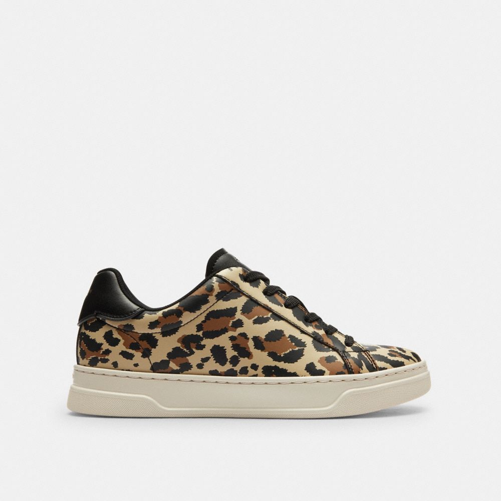 COACH®,High Line Sneaker With Leopard Print,Beige,Angle View