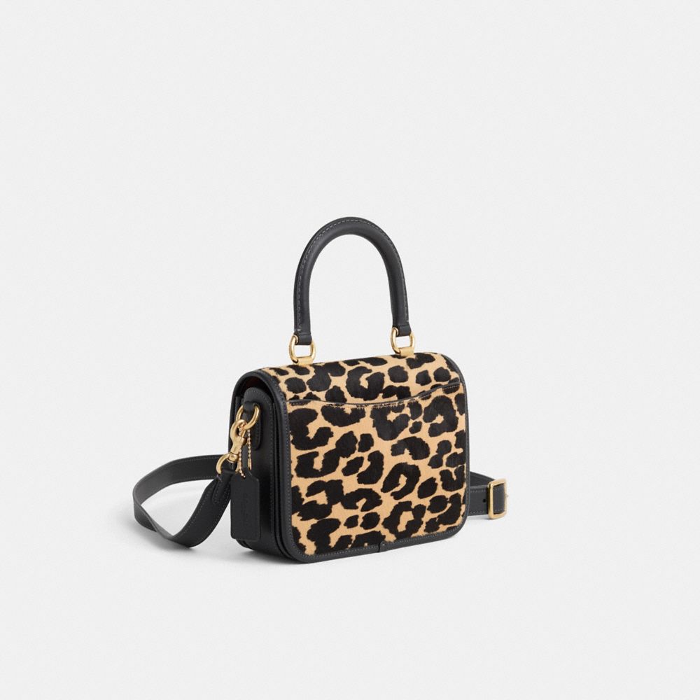 COACH®,Restored Rogue Top Handle Bag In Haircalf With Leopard Print,,Angle View