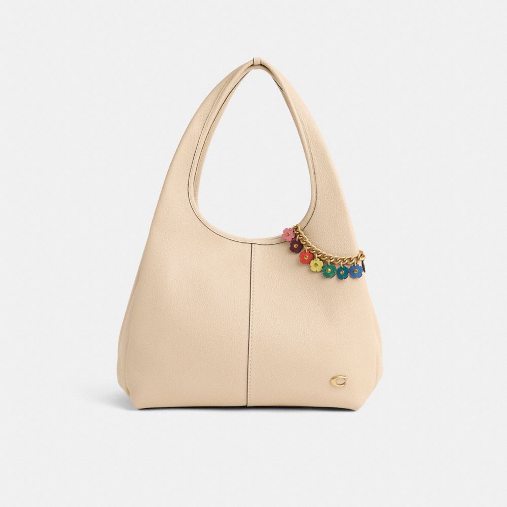 COACH®,Remade Tea Rose Chain Bag Charm,,Angle View