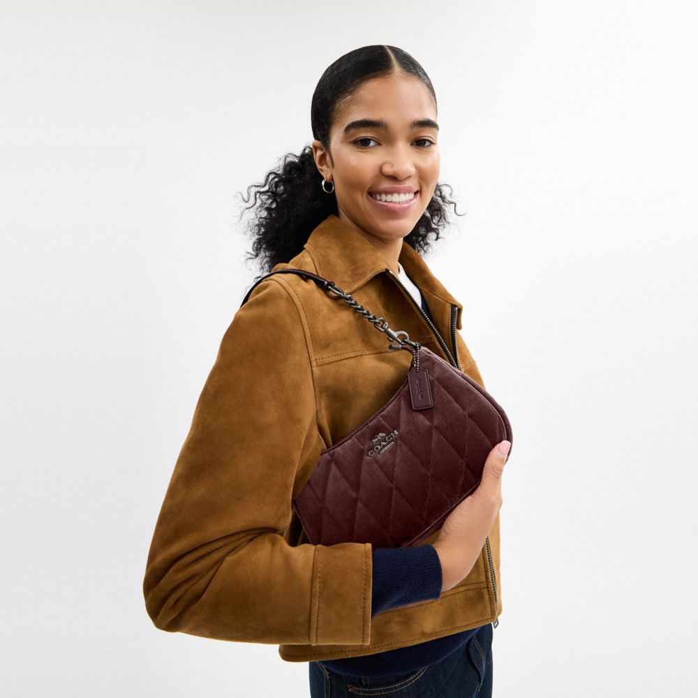COACH®,Teri Shoulder Bag With Quilting,Maroon,Detail View