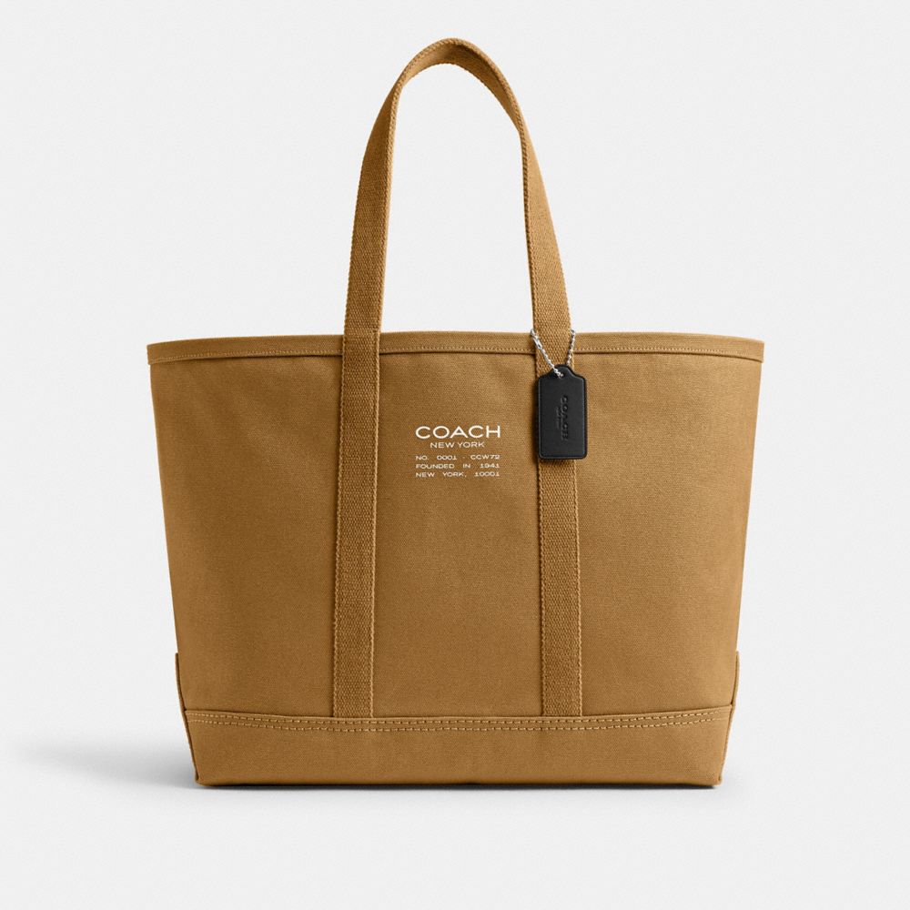 COACH&reg;,Utility Tote,Leather,Canvas,Tote,Logo,Word Embellishment,Sustainable,Casual,,Front View