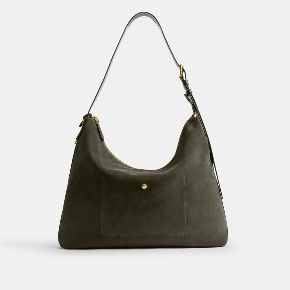 COACH®,Mott Messenger Bag,Suede,Leather,Crossbody,Lined,Casual,Black,Back View
