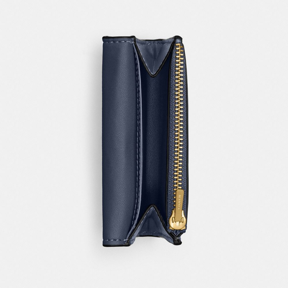 COACH®,Essential Flap Card Case,Leather,Calfskin Leather,Bi Fold,Logo,Metal,Casual,Navy,Inside View,Top View